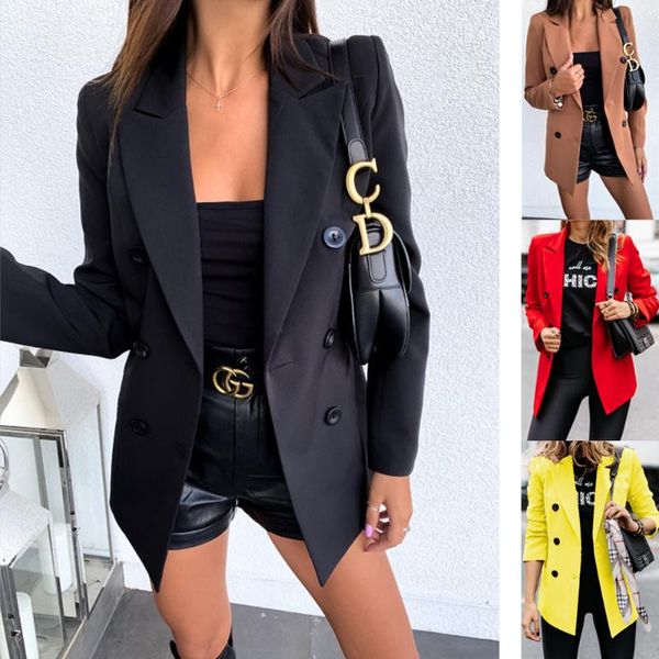 women's suits & blazers women casual blazer suit 2021 autumn winter solid double breasted notched collar long sleeve office lady chic s, White;black
women's suits & blazers women casual blazer suit 2021 autumn winter solid double breasted notched collar long sleeve office lady chic s, White;black