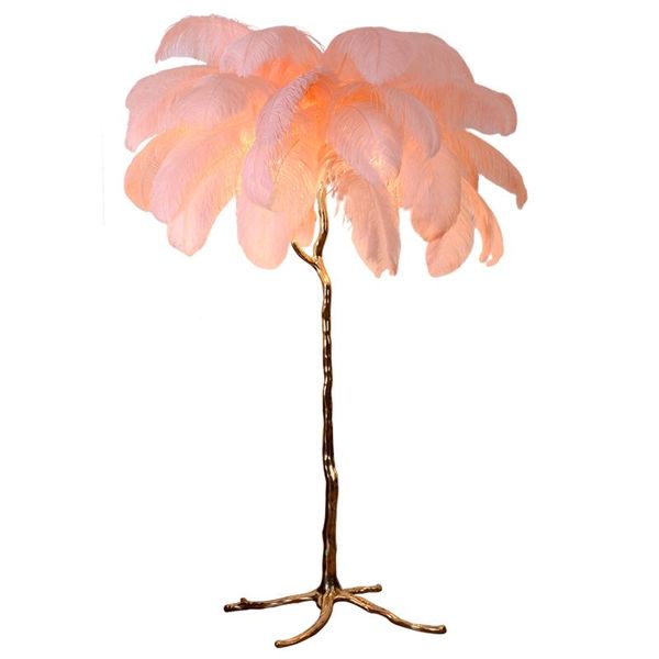 phube lighting the ostrich feather lamp light modern copper floor living room el lamps