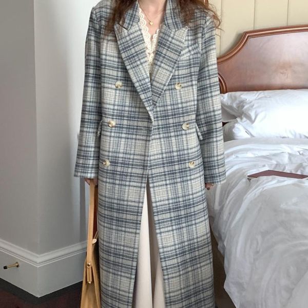 women's wool & blends women autumn winter double breasted woolen coat long sleeve plaid oversized warm jacket fashion femme loose thick, Black
women's wool & blends women autumn winter double breasted woolen coat long sleeve plaid oversized warm jacket fashion femme loose thick, Black
