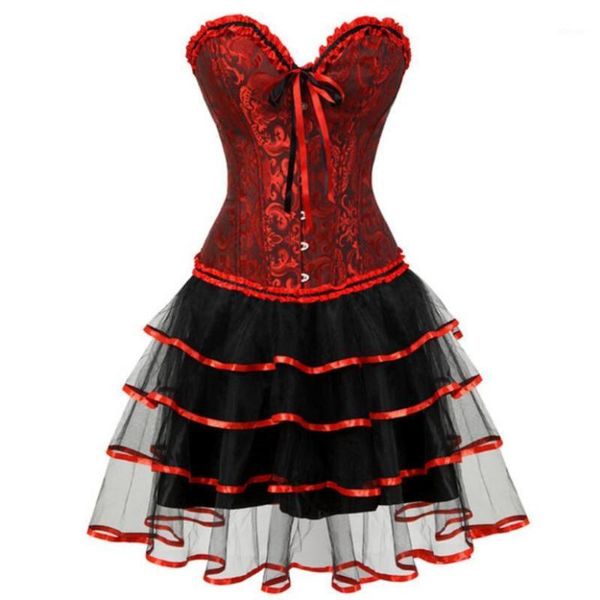 bustiers & corsets gothic burlesque corset bustier and skirt set overbust corselet dresses plus size halloween party floral fashion cos, Black;white
bustiers & corsets gothic burlesque corset bustier and skirt set overbust corselet dresses plus size halloween party floral fashion cos, Black;white