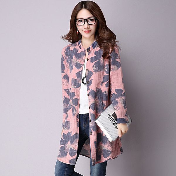 nijiuding spring new fashion floral print cotton linen blouses casual long sleeve shirt women with pockets, White
nijiuding spring new fashion floral print cotton linen blouses casual long sleeve shirt women with pockets, White
