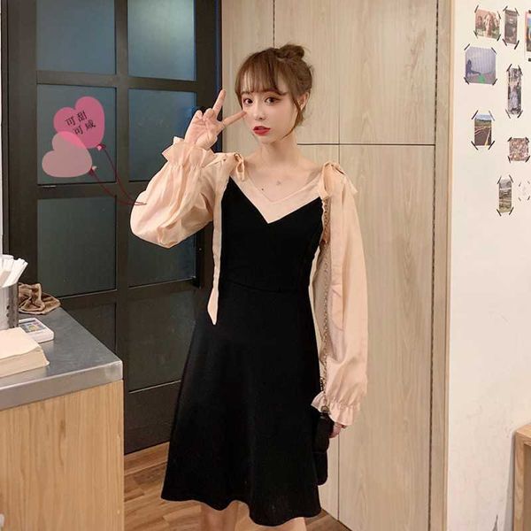 v neck party dres long sleeve lace patchwork a line elegant spring female club 210601, Black;gray
v neck party dres long sleeve lace patchwork a line elegant spring female club 210601, Black;gray