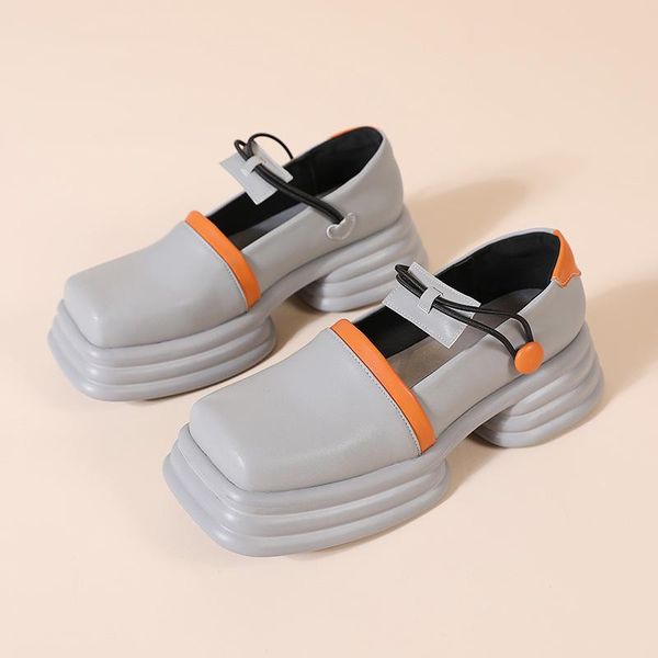 dress shoes 2021 retro mary jane small single women's cake sole design color matching platform leather, Black
dress shoes 2021 retro mary jane small single women's cake sole design color matching platform leather, Black