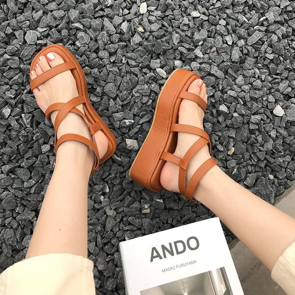 sandals platform female shoes 2021 summer flat bottom casual student white mid-heel wedges sandalia feminina ankle strap slipper, Black
sandals platform female shoes 2021 summer flat bottom casual student white mid-heel wedges sandalia feminina ankle strap slipper, Black