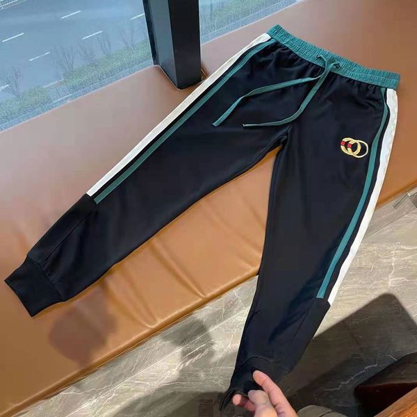 new spring / summer 2021 contrast stitching letter lock embroidery printing loose drawstring casual pants for men, Black
new spring / summer 2021 contrast stitching letter lock embroidery printing loose drawstring casual pants for men, Black