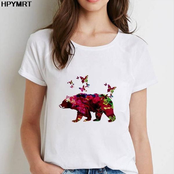 summer harajuku aesthetic bear print womens short sleeve casual korean style tees clothing, White 
summer harajuku aesthetic bear print womens short sleeve casual korean style tees clothing, White