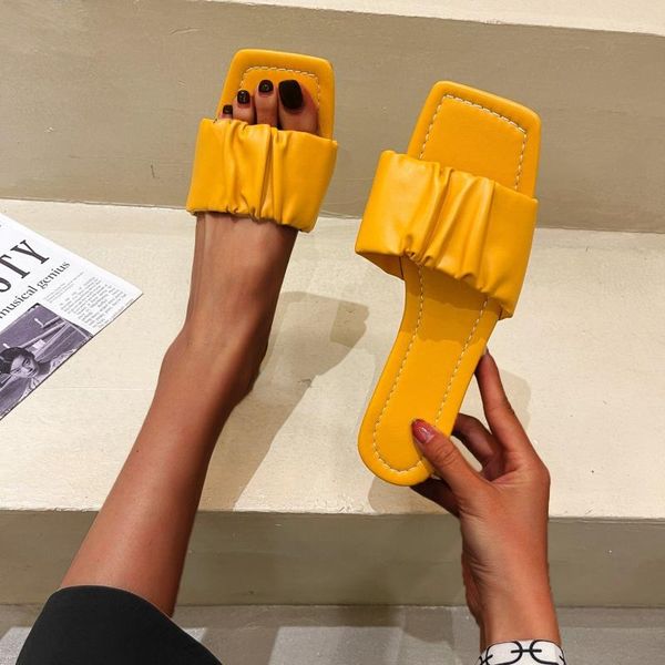 slippers women's pleated pu leather sandals ladies summer square toe anti-slip shoes slides fashion leisure flat beach, Black
slippers women's pleated pu leather sandals ladies summer square toe anti-slip shoes slides fashion leisure flat beach, Black