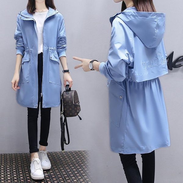 women's trench coats spring and autumn long paragraph loose large size waist self-cultivation windbreaker jacke embroidered hooded, Tan;black
women's trench coats spring and autumn long paragraph loose large size waist self-cultivation windbreaker jacke embroidered hooded, Tan;black