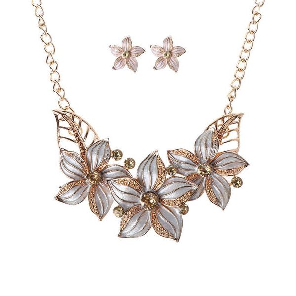 earrings & necklace fashion women gold plated crystal flower statement jewelry set, Silver
earrings & necklace fashion women gold plated crystal flower statement jewelry set, Silver
