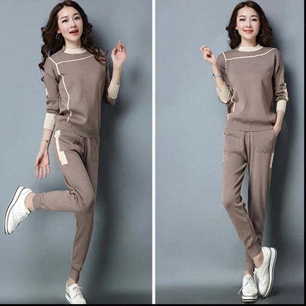 autumn winter knitted tracksuit womens tracksuits two piece suite long sleeve sweater pullover set elastic waist trousers suit, Gray
autumn winter knitted tracksuit womens tracksuits two piece suite long sleeve sweater pullover set elastic waist trousers suit, Gray