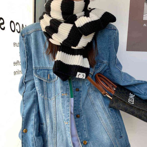 scarves korean version of autumn and winter classic smiling face stripe cross grain wool knitted warm scarf frh student female couple, Blue;gray
scarves korean version of autumn and winter classic smiling face stripe cross grain wool knitted warm scarf frh student female couple, Blue;gray