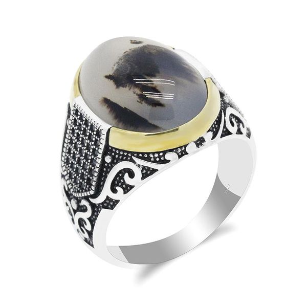 cluster rings natural agate stone men ring 925 sterling silver oval big with black cz vintage for women turkish fine jewelry, Golden;silver 
cluster rings natural agate stone men ring 925 sterling silver oval big with black cz vintage for women turkish fine jewelry, Golden;silver