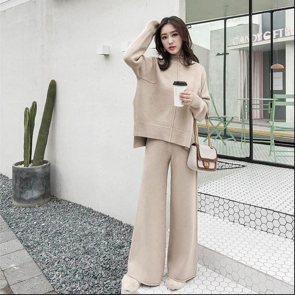 autumn winter 2 piece womens tracksuits set knitted suit loose half turtleneck sweater wide legs pants tracksuit trousers, Gray
autumn winter 2 piece womens tracksuits set knitted suit loose half turtleneck sweater wide legs pants tracksuit trousers, Gray