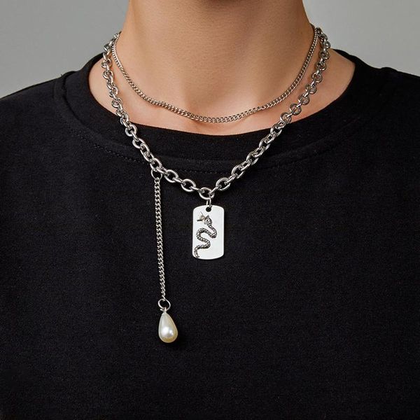 pendant necklaces 2021 creative double layer geometric snake women men collar punk hip-hop metal chains pearl drop necklace, Silver
pendant necklaces 2021 creative double layer geometric snake women men collar punk hip-hop metal chains pearl drop necklace, Silver