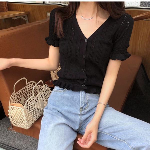 women's t-shirt 2021 fashion women t-shirts v-neck knitted shirts summer short sleeve slim ribbed shirt, White 
women's t-shirt 2021 fashion women t-shirts v-neck knitted shirts summer short sleeve slim ribbed shirt, White