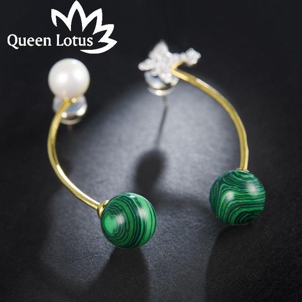 stud queen lotus high grade fashion jewelry 2021 asymmetric earrings pearl cubic zircon green bead gifts for women, Golden;silver
stud queen lotus high grade fashion jewelry 2021 asymmetric earrings pearl cubic zircon green bead gifts for women, Golden;silver