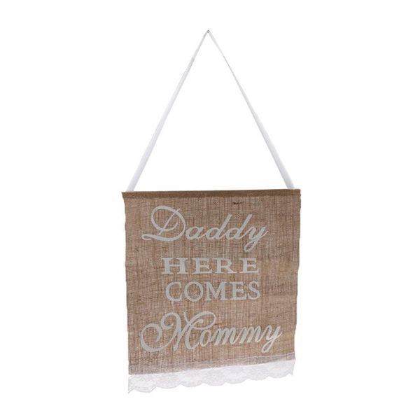 party decoration daddy here comes mommy burlap banner rustic country wedding hanging sign garland centerpieces
party decoration daddy here comes mommy burlap banner rustic country wedding hanging sign garland centerpieces