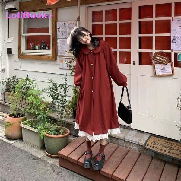 women's trench coats lolibook women red windbreaker doll collar long winter loose coat lace splicing college casual warm oversize, Tan;black
women's trench coats lolibook women red windbreaker doll collar long winter loose coat lace splicing college casual warm oversize, Tan;black