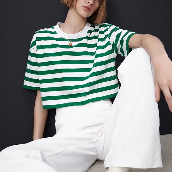 women's t-shirt 2021 summer vintage stripe cropped t shirt women tees o-neck loose female casual harajuku ladies womens clothes, White
women's t-shirt 2021 summer vintage stripe cropped t shirt women tees o-neck loose female casual harajuku ladies womens clothes, White
