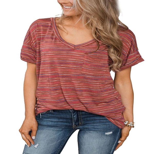 women's t-shirt summer women casual v neck loose striped printed short sleeve t shirt aesthetic womens clothing streetwear, White
women's t-shirt summer women casual v neck loose striped printed short sleeve t shirt aesthetic womens clothing streetwear, White