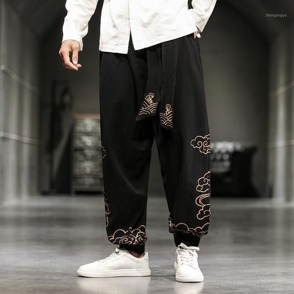 men's wied leg pants cotton linen casual trousers male embroidery men jogging sweatpants streetwear large size 5xl, Black
men's wied leg pants cotton linen casual trousers male embroidery men jogging sweatpants streetwear large size 5xl, Black