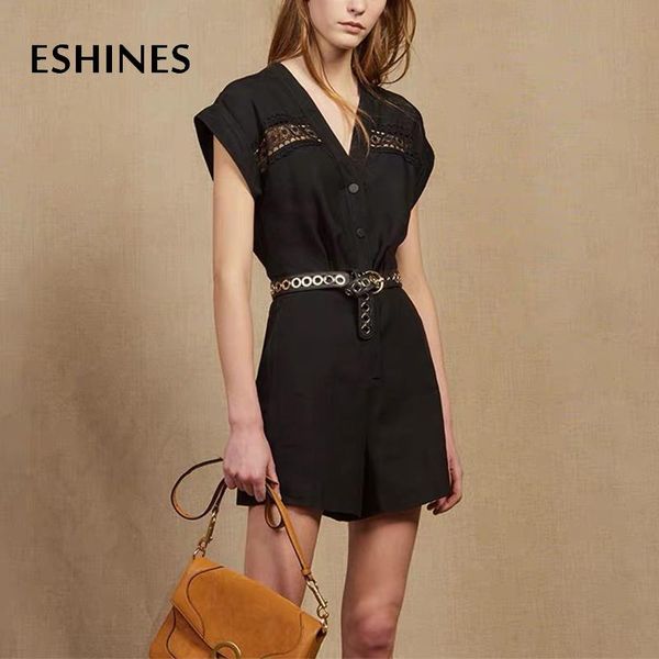 women's jumpsuits & rompers eshines black women short summer casual v-neck three buttons sleeveless patchwork lace hollow out office la, Black;white
women's jumpsuits & rompers eshines black women short summer casual v-neck three buttons sleeveless patchwork lace hollow out office la, Black;white