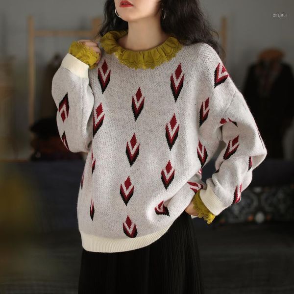 women's sweaters women sweater autumn winter retro loose all-match ladies o-neck geometric pattern casual, White;black
women's sweaters women sweater autumn winter retro loose all-match ladies o-neck geometric pattern casual, White;black