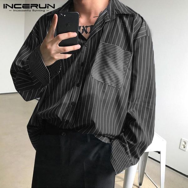 man korean style pocket camisa streetwear incerun men long sleeve turn down collar shirts 2021 fashion striped button blouse 5xl men's, White;black
man korean style pocket camisa streetwear incerun men long sleeve turn down collar shirts 2021 fashion striped button blouse 5xl men's, White;black