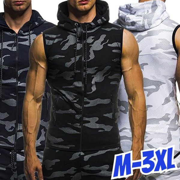 men' tank men bodybuilding sleeveless hoodies man casual camouflage hooded vest male camo clothing, White;black
men' tank men bodybuilding sleeveless hoodies man casual camouflage hooded vest male camo clothing, White;black