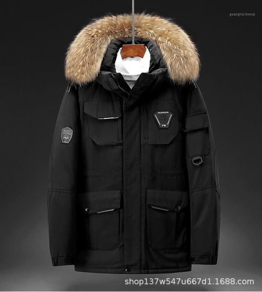 men's down & parkas 30 degree winter jacket men coat mid-length large fur collar thicken snow overcoat, Black
men's down & parkas 30 degree winter jacket men coat mid-length large fur collar thicken snow overcoat, Black