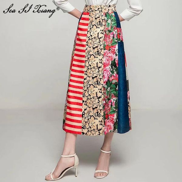 skirts seasixiang fashion designer spring skirt women's high waist vintage flower print indie folk, Black
skirts seasixiang fashion designer spring skirt women's high waist vintage flower print indie folk, Black