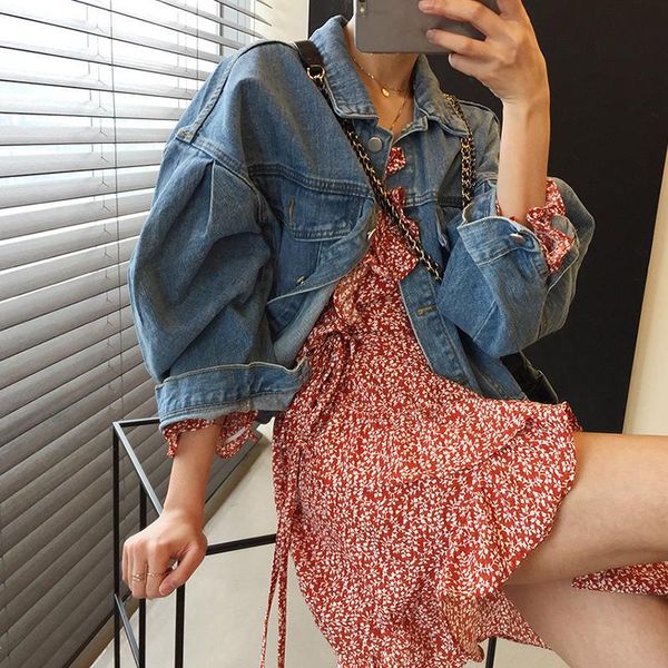 chic all match women jacket puff sleeve short vintage 2021 spring chaqueta mujer korean pleated denim women's jackets, Black;brown
chic all match women jacket puff sleeve short vintage 2021 spring chaqueta mujer korean pleated denim women's jackets, Black;brown