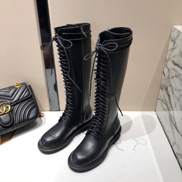 knee high women boots black genuine leather lace up long round toe flats motorcycle autumn winter
knee high women boots black genuine leather lace up long round toe flats motorcycle autumn winter