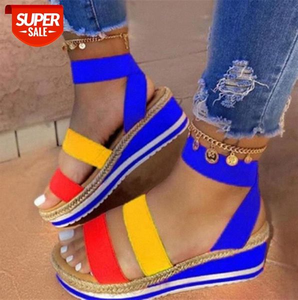 women's plus size sandals and slippers, wedge heel roman sandals, platform shoes, flat bottom #601h, Black