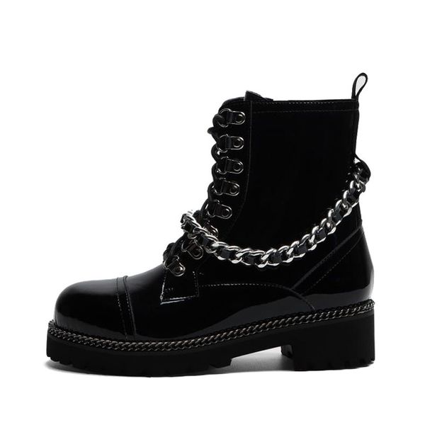 dress shoes coolcept women boots genuine leather punk winter flats metal chain rivets zip gothic woman botas footwear size 34-41 3, Black
dress shoes coolcept women boots genuine leather punk winter flats metal chain rivets zip gothic woman botas footwear size 34-41 3, Black