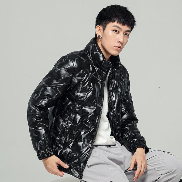 fashion men's lightweight white duck down jacket korean style stand-up collar winter casual print short for male, Black
fashion men's lightweight white duck down jacket korean style stand-up collar winter casual print short for male, Black