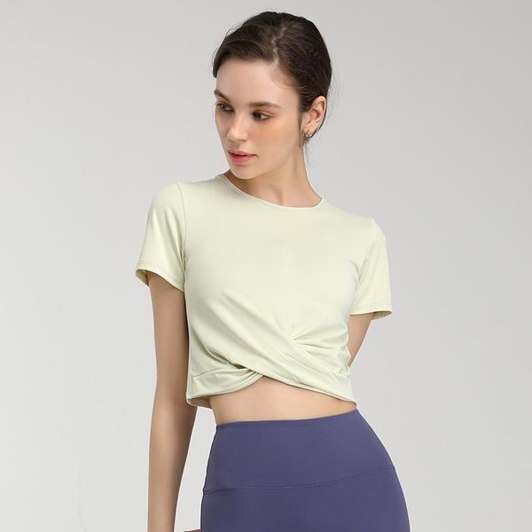 yoga outfit running t-shirt hem cross stacking shirt for women gym crop sports tee short sleeved high elastic activewear
yoga outfit running t-shirt hem cross stacking shirt for women gym crop sports tee short sleeved high elastic activewear