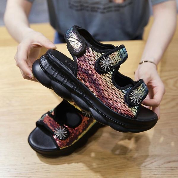 sandals sequins gladiator platform women's 2021 summer fashion women chunky beach sandal denim comfortable sandalias mujer, Black
sandals sequins gladiator platform women's 2021 summer fashion women chunky beach sandal denim comfortable sandalias mujer, Black
