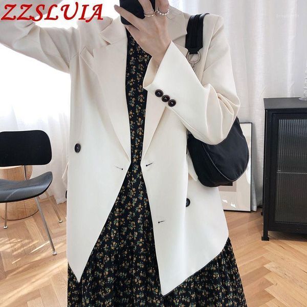 women's suits & blazers arrive solid color casual ladies notched collar long sleeve double breasted designer coat women clothing, White;black
women's suits & blazers arrive solid color casual ladies notched collar long sleeve double breasted designer coat women clothing, White;black