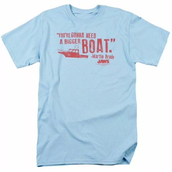 Jaws Bigger Boat T Shirt Licensed Shark Movie Retro Tee Classic Fish Light Blue, White;black
Jaws Bigger Boat T Shirt Licensed Shark Movie Retro Tee Classic Fish Light Blue, White;black