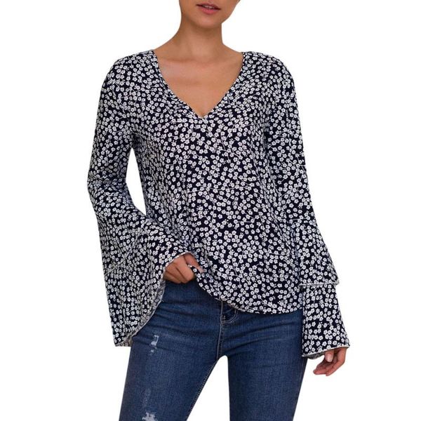 women's blouses & shirts stylish bar ladies flower print trumpet sleeve v neck blouse women autumn bell dot loose office lady and, White
women's blouses & shirts stylish bar ladies flower print trumpet sleeve v neck blouse women autumn bell dot loose office lady and, White