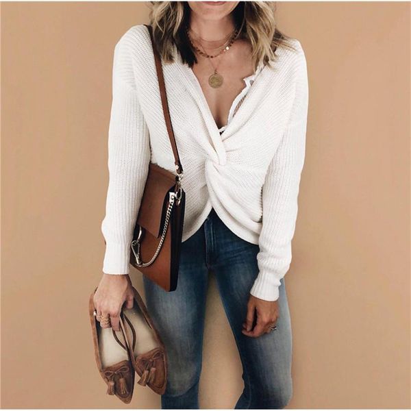 women's sweaters fashion women autumn winter long sleeves v neck knitted sweater elegant ladies pullover crisscross wear, White;black
women's sweaters fashion women autumn winter long sleeves v neck knitted sweater elegant ladies pullover crisscross wear, White;black