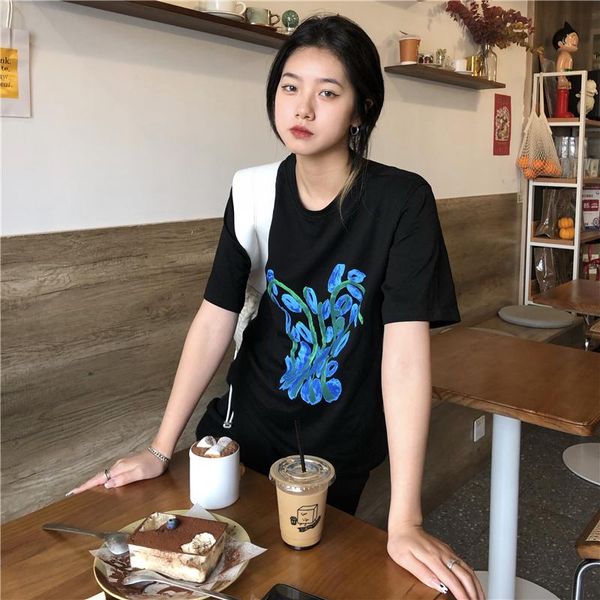 women's t-shirt ytx792 2021 ladies simple round neck oil painting flowers loose casual short-sleeved, White
women's t-shirt ytx792 2021 ladies simple round neck oil painting flowers loose casual short-sleeved, White
