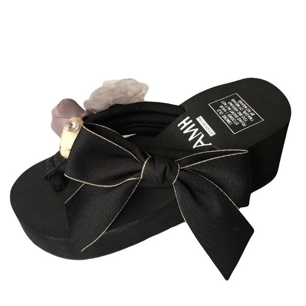 women girls floral wedges bohemian style high-heel slope anti-skid flip flops slip on casual outdoor beach bow shoes slippers, Black
women girls floral wedges bohemian style high-heel slope anti-skid flip flops slip on casual outdoor beach bow shoes slippers, Black