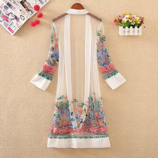 bohemian style spring casual openstitch womens shirts beach mesh floral embroideried cover ups long sleeves solid kimono, White
bohemian style spring casual openstitch womens shirts beach mesh floral embroideried cover ups long sleeves solid kimono, White