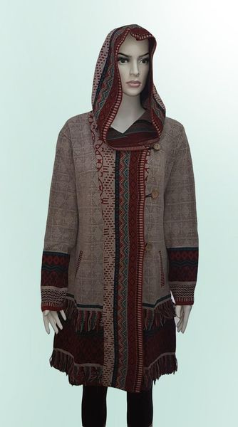 women's jackets hooded knitwear jacket, Black;brown