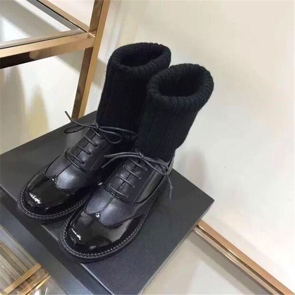 boots woolen socks short splice mixed colours stretch lace-up middle-tube thick low women's shoes, Black
boots woolen socks short splice mixed colours stretch lace-up middle-tube thick low women's shoes, Black