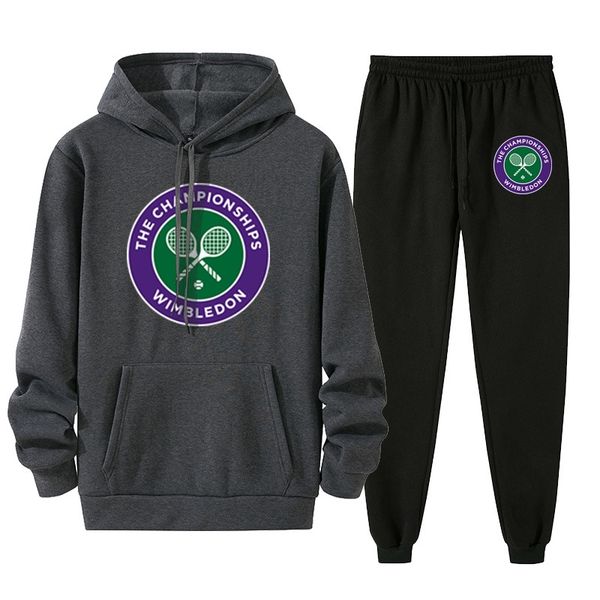 tennis men's sports sweater leisure autumn fashion brand student hoodie set, Gray 
tennis men's sports sweater leisure autumn fashion brand student hoodie set, Gray