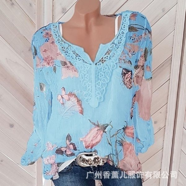 large size lace loose women blouses 2021 summer blouse casual fashion v-neck long sleeve printed womens chiffon shirt, White
large size lace loose women blouses 2021 summer blouse casual fashion v-neck long sleeve printed womens chiffon shirt, White