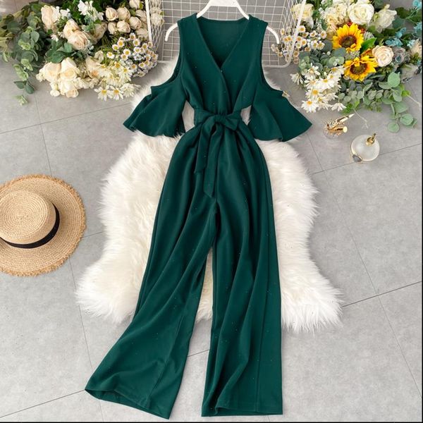 spring summer off shoulder women jumpsuits v neck casual ol sashes high waist wide leg red green rompers for, Black;white
spring summer off shoulder women jumpsuits v neck casual ol sashes high waist wide leg red green rompers for, Black;white